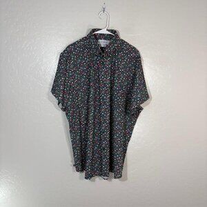 Mizzen+Main Leeward Shirt Mens 2XL Blue Floral Short Sleeve Stretch Button Up